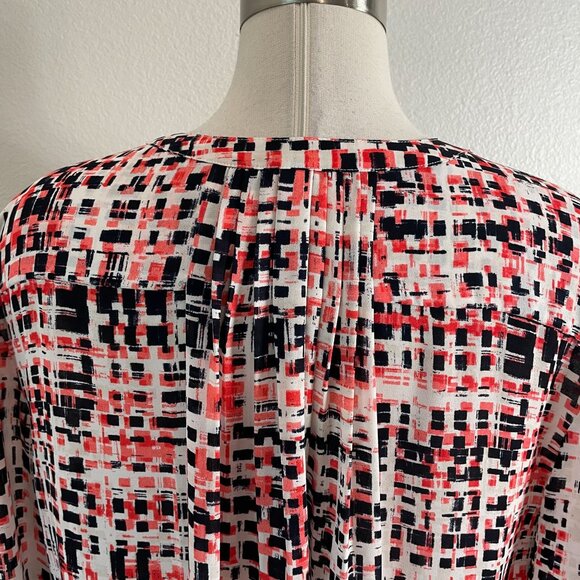 Nydj Womens XL Geometric Blouse 3/4 Sleeve Button Front Pullover Tunic Top Shirt - Picture 8 of 8